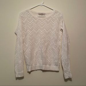 Loft Open-Knit Pointelle Zigzag Sweater XS